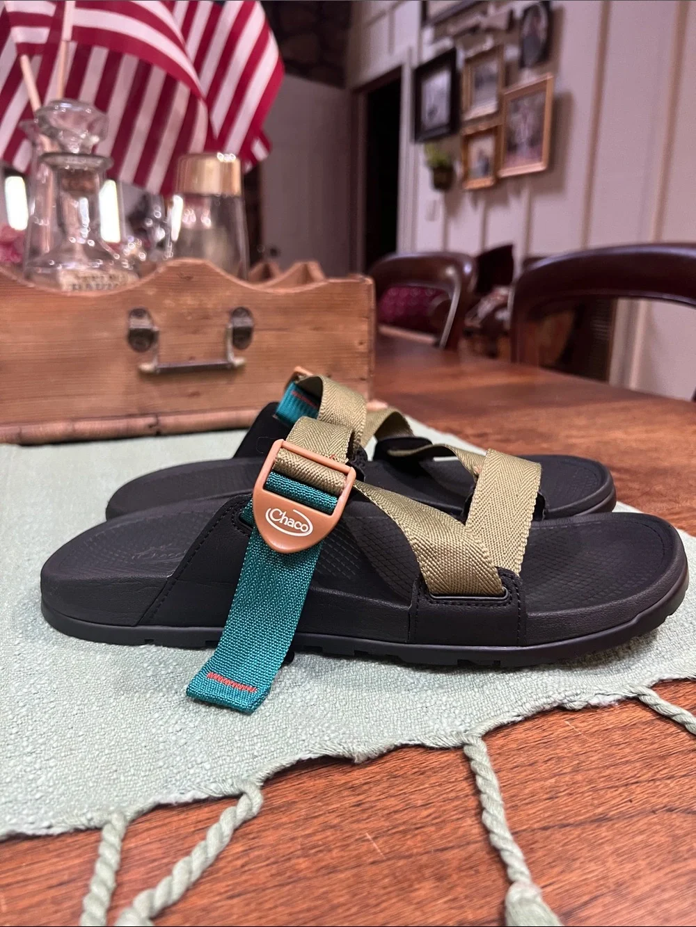 Chaco Lowdown Sandals in Avocado Teal Colorway